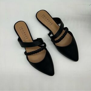 JOURNEE COLLECTION Women's Olivea Braided almond toe Slides mules black size  8